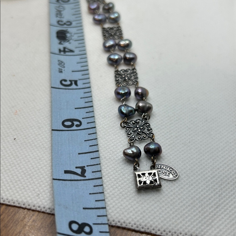 Liz Palacios Bracelet intricately designed freshwater, black pearls elegant - Picture 5 of 5